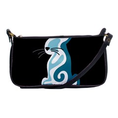 Blue abstract cat Shoulder Clutch Bags