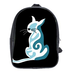 Blue abstract cat School Bags (XL) 