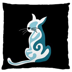 Blue abstract cat Large Flano Cushion Case (Two Sides)