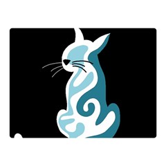 Blue abstract cat Double Sided Flano Blanket (Mini) 