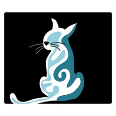 Blue abstract cat Double Sided Flano Blanket (Small) 