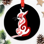 Red abstract cat Ornament (Round)  Front