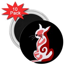 Red Abstract Cat 2 25  Magnets (10 Pack)  by Valentinaart