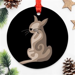 Brown Abstract Cat Ornament (round)  by Valentinaart