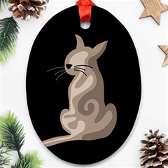 Brown Abstract Cat Ornament (oval)  by Valentinaart