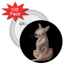 Brown Abstract Cat 2 25  Buttons (100 Pack)  by Valentinaart