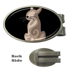 Brown Abstract Cat Money Clips (oval)  by Valentinaart