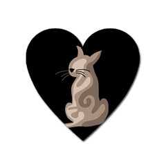 Brown Abstract Cat Heart Magnet by Valentinaart