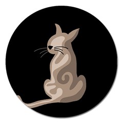 Brown Abstract Cat Magnet 5  (round) by Valentinaart