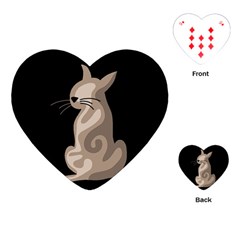 Brown Abstract Cat Playing Cards (heart)  by Valentinaart