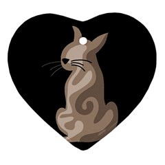 Brown Abstract Cat Heart Ornament (2 Sides) by Valentinaart