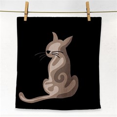 Brown Abstract Cat Face Towel by Valentinaart