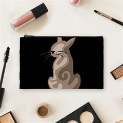 Brown Abstract Cat Cosmetic Bag (medium)  by Valentinaart