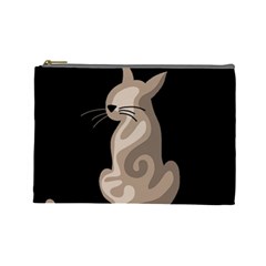 Brown Abstract Cat Cosmetic Bag (large)  by Valentinaart