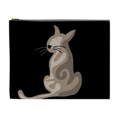 Brown Abstract Cat Cosmetic Bag (xl)