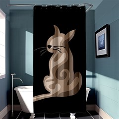 Brown Abstract Cat Shower Curtain 36  X 72  (stall)  by Valentinaart