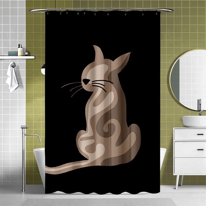 Brown abstract cat Shower Curtain 48  x 72  (Small) 