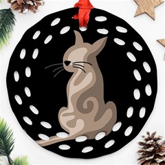 Brown Abstract Cat Ornament (round Filigree)  by Valentinaart