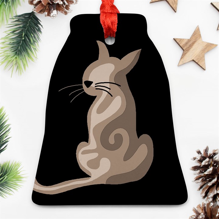 Brown abstract cat Bell Ornament (2 Sides)