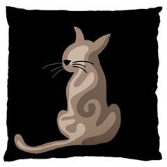 Brown Abstract Cat Large Cushion Case (two Sides) by Valentinaart