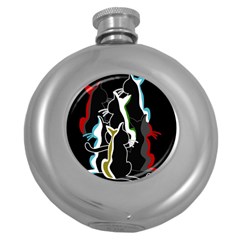 Street Cats Round Hip Flask (5 Oz) by Valentinaart