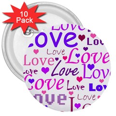 Love Pattern 3  Buttons (10 Pack)  by Valentinaart