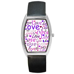 Love Pattern Barrel Style Metal Watch by Valentinaart