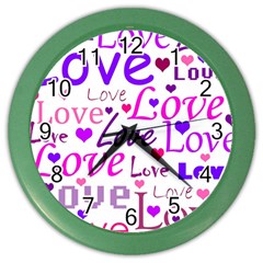 Love Pattern Color Wall Clocks by Valentinaart