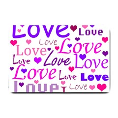 Love Pattern Small Doormat  by Valentinaart