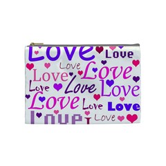 Love Pattern Cosmetic Bag (medium)  by Valentinaart