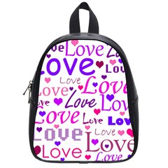 Love Pattern School Bags (small)  by Valentinaart