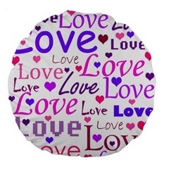 Love Pattern Large 18  Premium Flano Round Cushions by Valentinaart