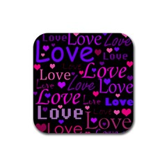 Love Pattern 2 Rubber Coaster (square)  by Valentinaart