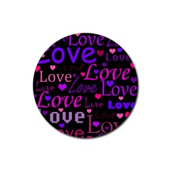 Love Pattern 2 Rubber Coaster (round)  by Valentinaart