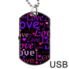 Love Pattern 2 Dog Tag Usb Flash (one Side) by Valentinaart