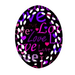 Love Pattern 2 Oval Filigree Ornament (2-side)  by Valentinaart