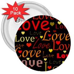 Love Pattern 3 3  Buttons (10 Pack)  by Valentinaart