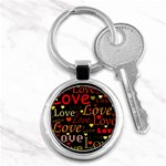 Love pattern 3 Key Chains (Round)  Front