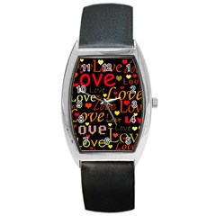 Love Pattern 3 Barrel Style Metal Watch by Valentinaart