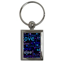 Blue Love Pattern Key Chains (rectangle)  by Valentinaart