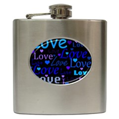 Blue Love Pattern Hip Flask (6 Oz) by Valentinaart