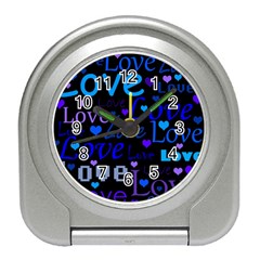 Blue Love Pattern Travel Alarm Clocks by Valentinaart