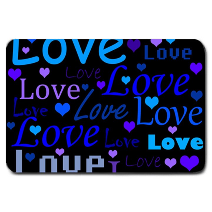 Blue love pattern Large Doormat 