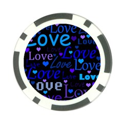 Blue Love Pattern Poker Chip Card Guards by Valentinaart