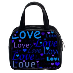 Blue Love Pattern Classic Handbags (2 Sides) by Valentinaart