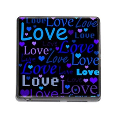 Blue Love Pattern Memory Card Reader (square) by Valentinaart