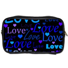 Blue Love Pattern Toiletries Bags 2-side by Valentinaart