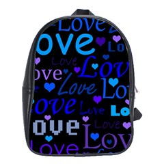 Blue Love Pattern School Bags (xl)  by Valentinaart