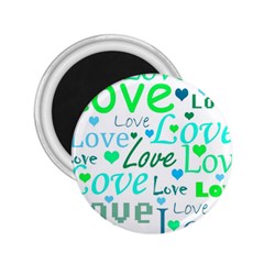 Love pattern - green and blue 2.25  Magnets