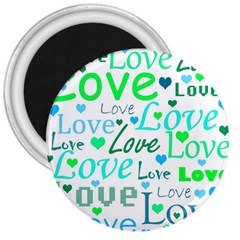 Love pattern - green and blue 3  Magnets